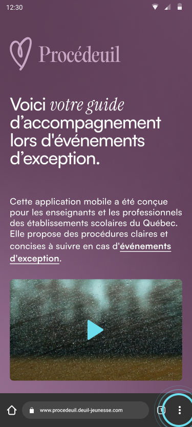 Ajouter à l'écran d'accueil sur Android - Étape 1